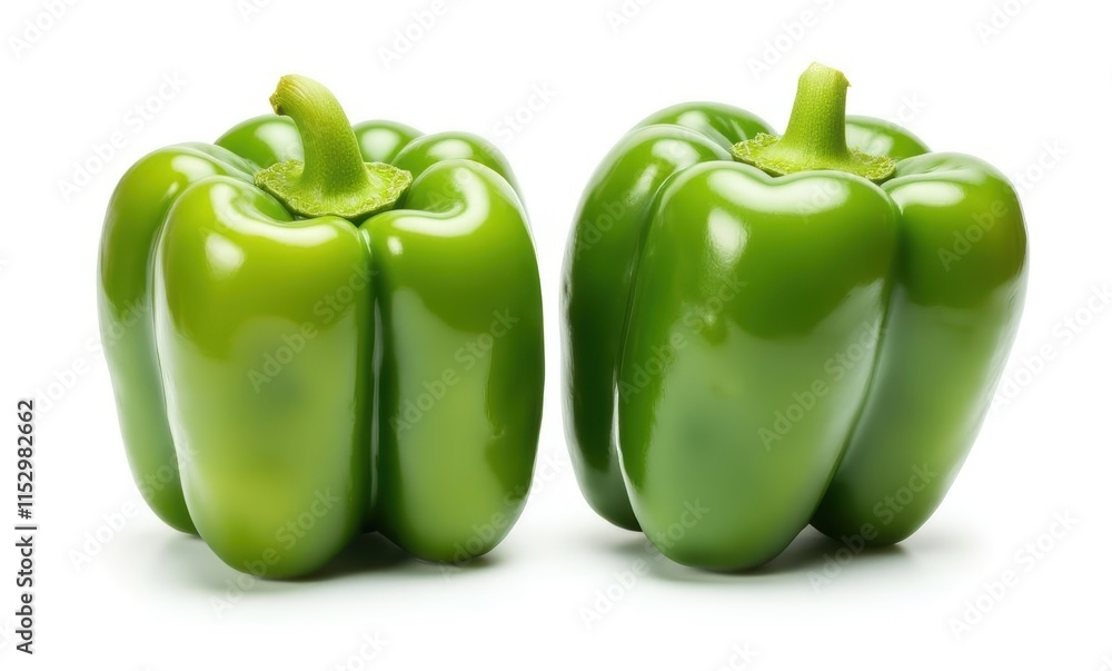 Fresh green bell peppers on white background Fresh green bell peppers on white background
