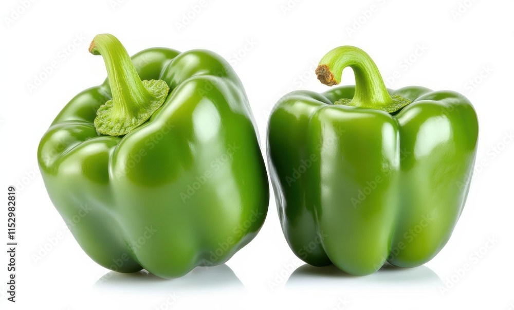 Fresh green bell peppers on white background Fresh green bell peppers on white background