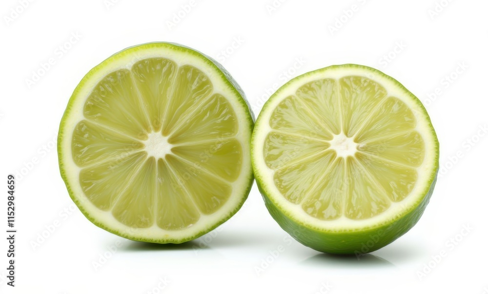 Freshly sliced limes on a white background Freshly sliced limes on a white background