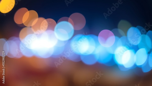Abstract Blurred City Lights Night Bokeh Background