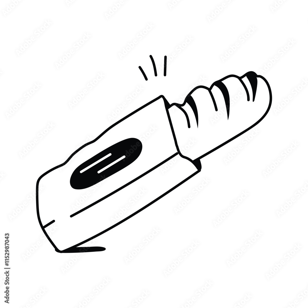 Hand drawn icon of a baguette in packaging Hand drawn icon of a baguette in packaging