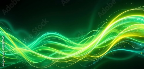 Abstract Green And Yellow Light Wave Pattern