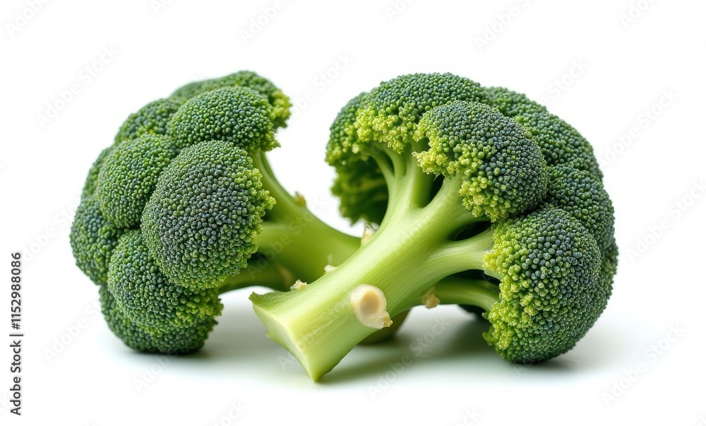 Fresh green broccoli florets on white background Fresh green broccoli florets on white background