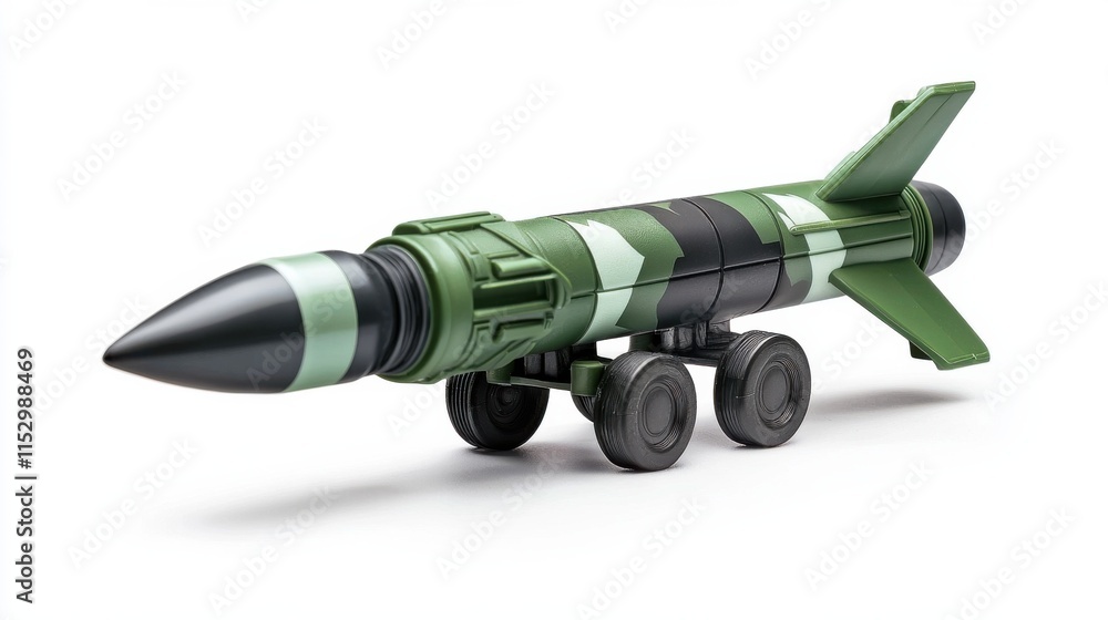Toy military rocket launcher missile in futuristic green and gray design Toy military rocket launcher missile in futuristic green and gray design