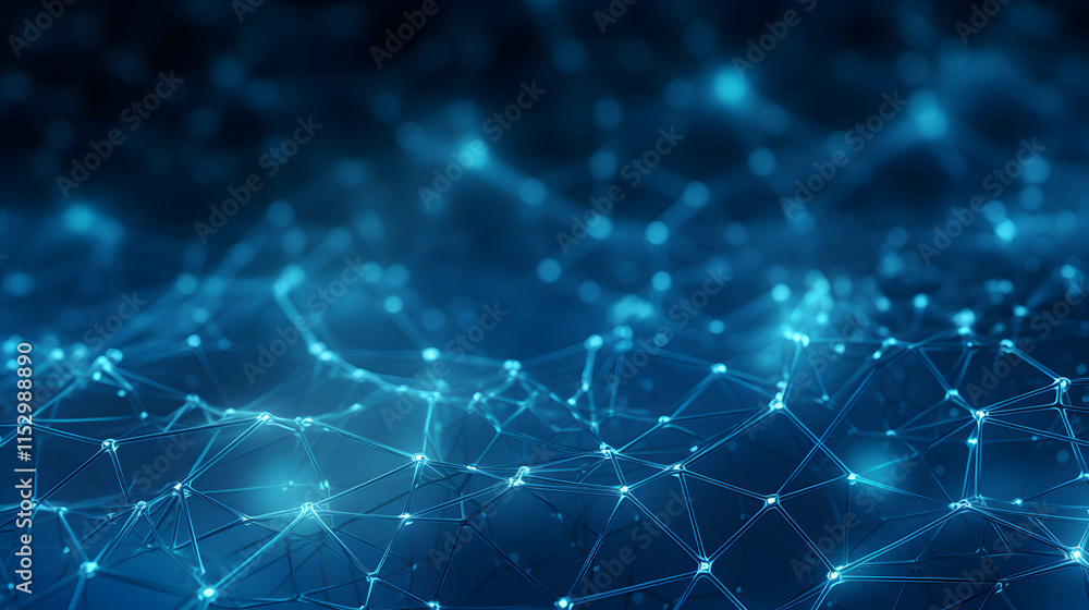 Fototapeta premium Digital blue network dotted line connection graphics poster background