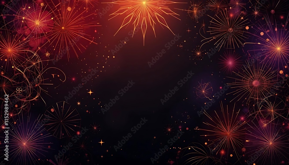 Fototapeta premium Festive Fireworks Display Night Sky Celebration