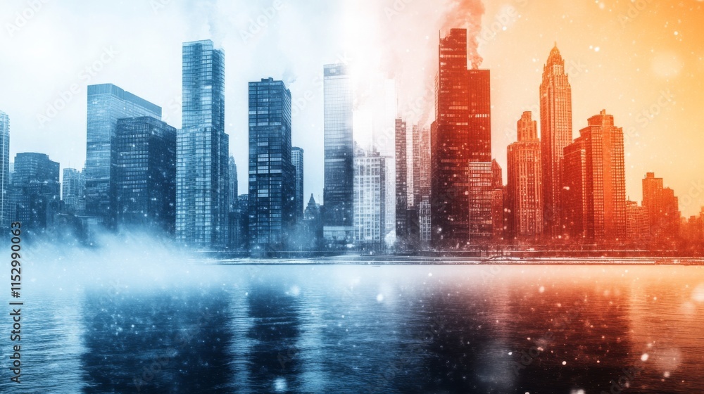 Fototapeta premium Urban Skyline in High Contrast Light Settings