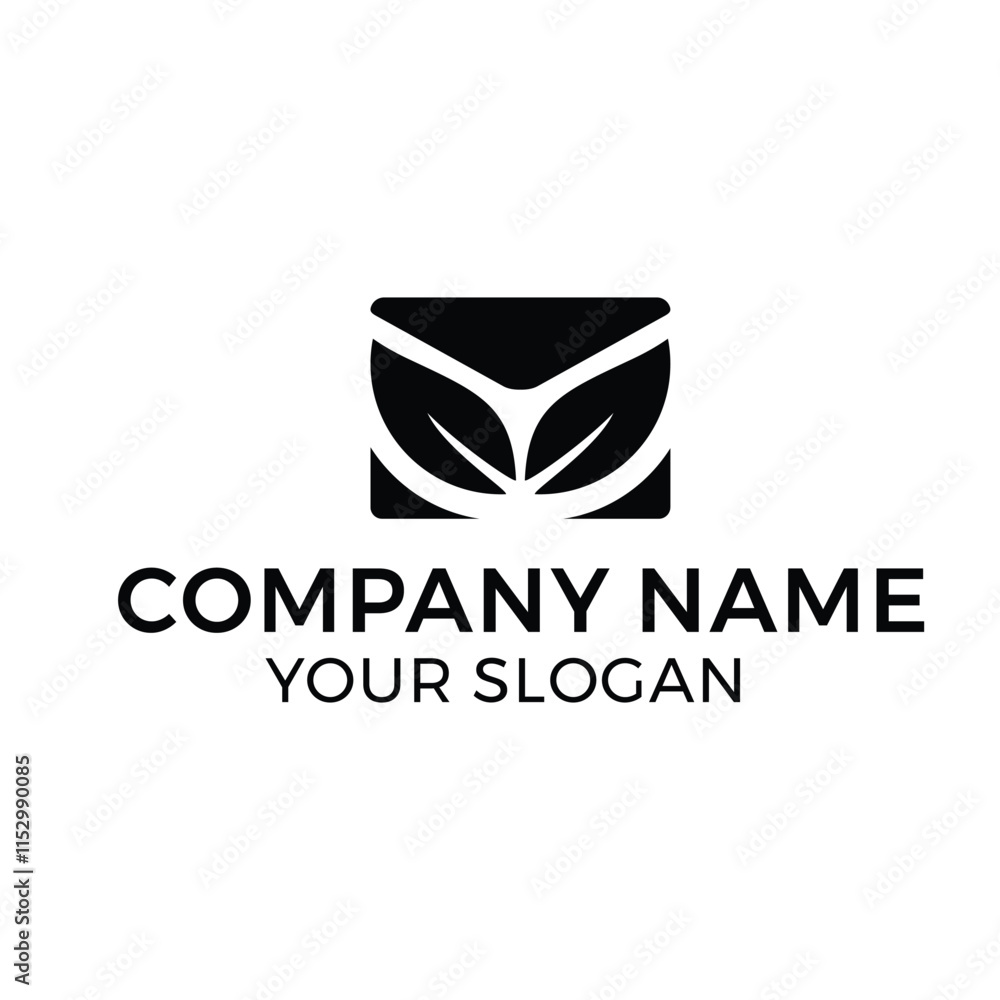 Nature message logo, envelope with two leaf logo design Nature message logo, envelope with two leaf logo design