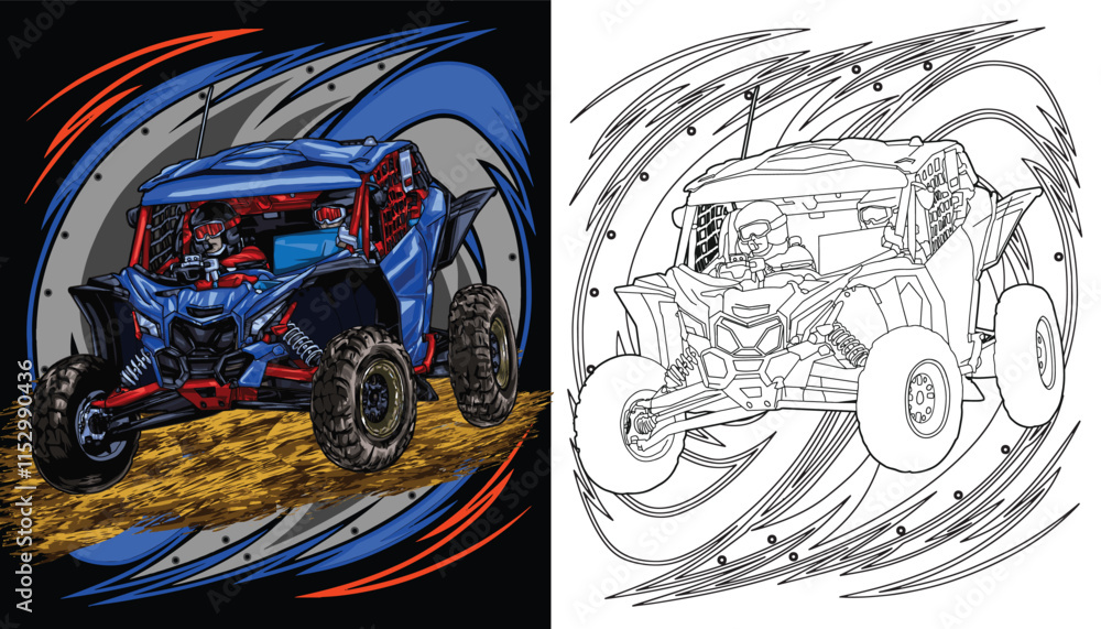 Obraz premium Outline blue truck splash, isolated on a black background, for t-shirt design, print, and business, purposes.