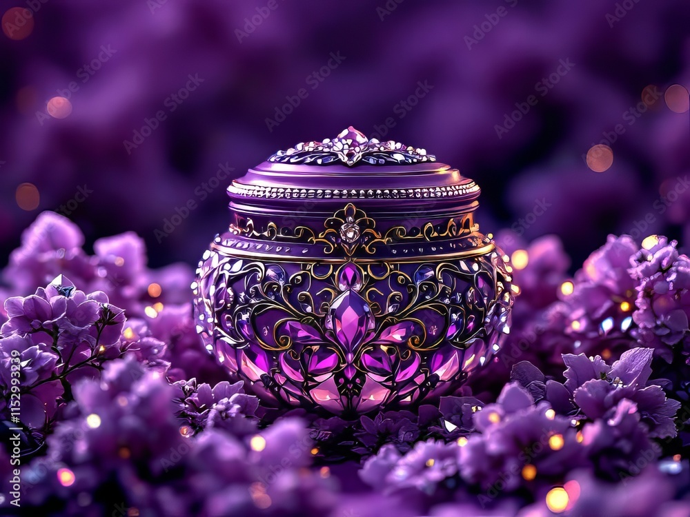 Obraz premium Elegant purple cosmetic jar.