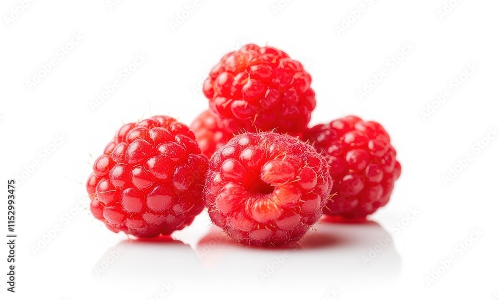 Fresh, juicy red raspberries on display Fresh, juicy red raspberries on display