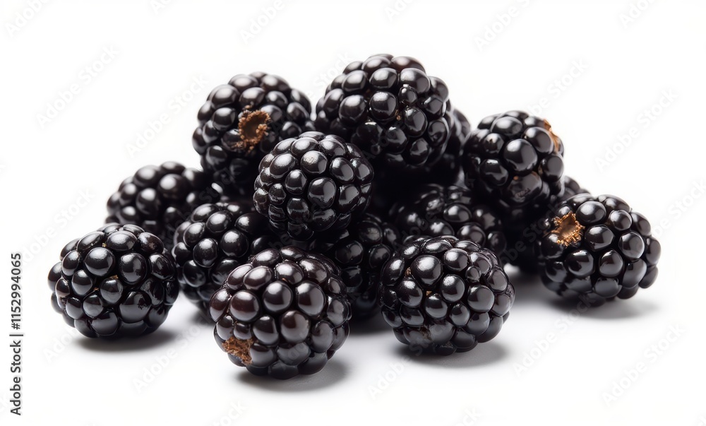 Fresh blackberries piled on white background Fresh blackberries piled on white background