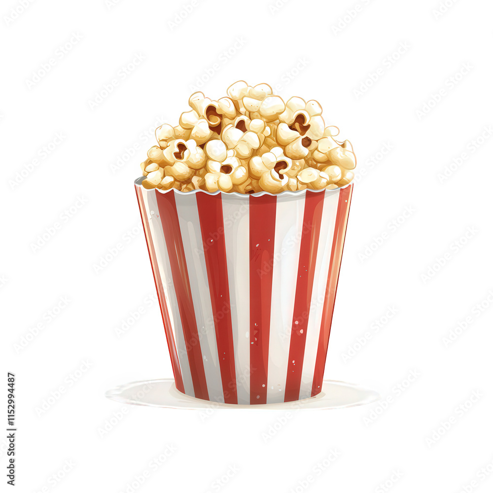 A Red And White Striped Popcorn Bucket, on transparent background A Red And White Striped Popcorn Bucket, on transparent background