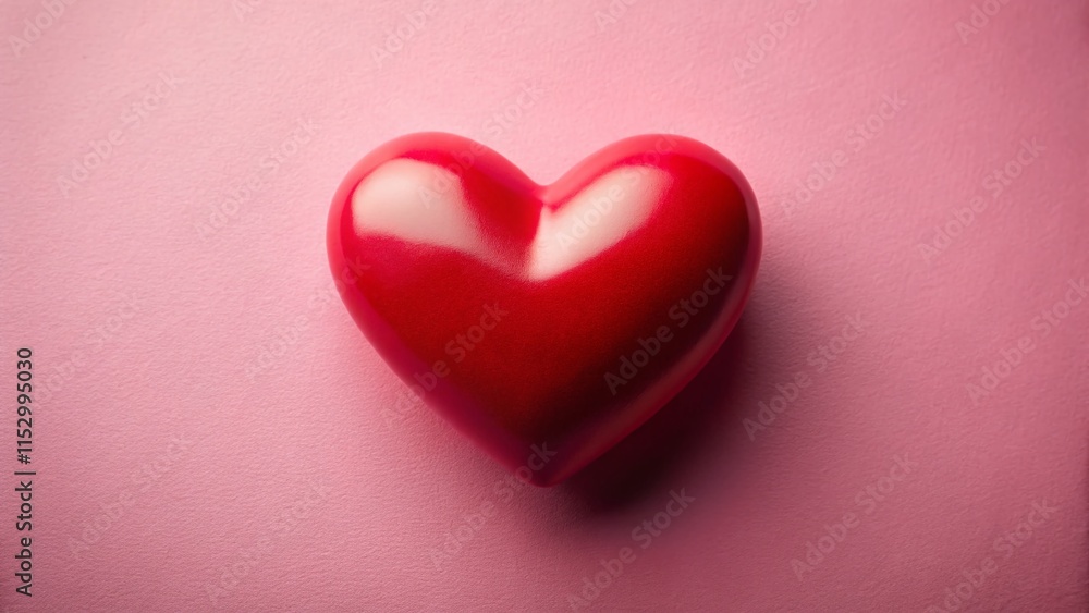 Aerial View of Red Heart on Pink Background - Love and Affection Symbol Aerial View of Red Heart on Pink Background - Love and Affection Symbol