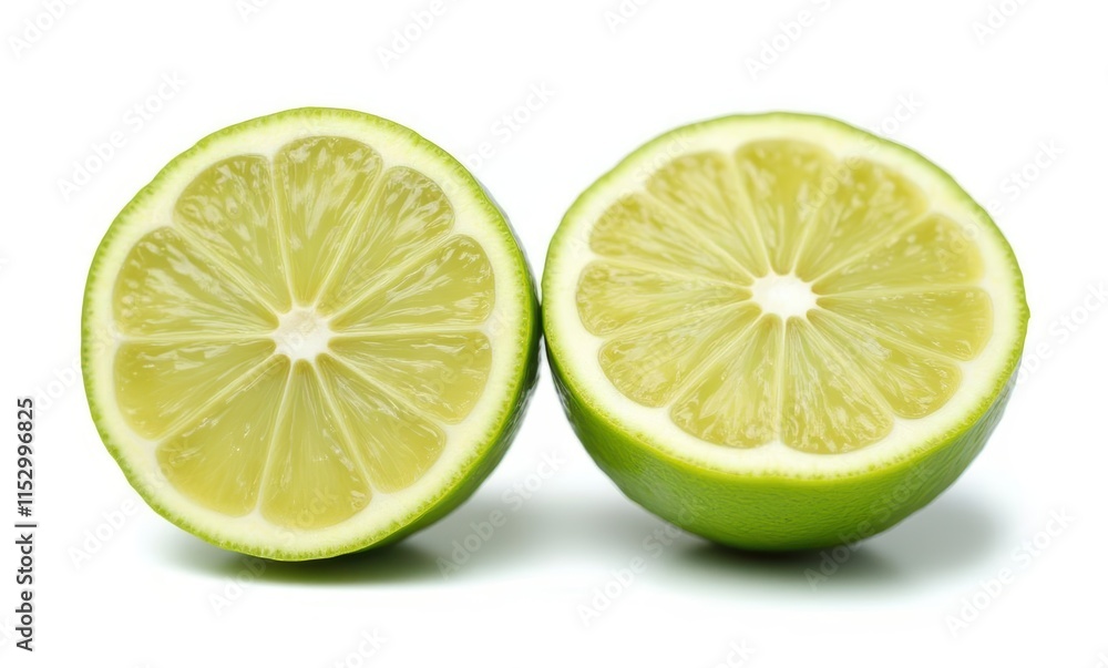 Fresh green limes cut in halves Fresh green limes cut in halves
