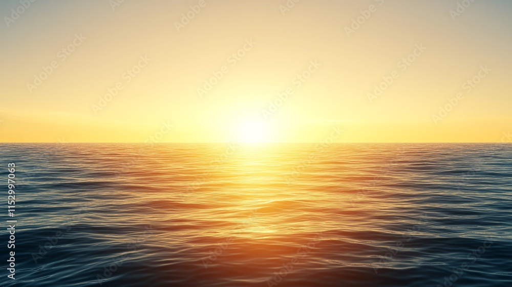 Fototapeta premium Serene Sunset Over Calm Ocean Waterscape