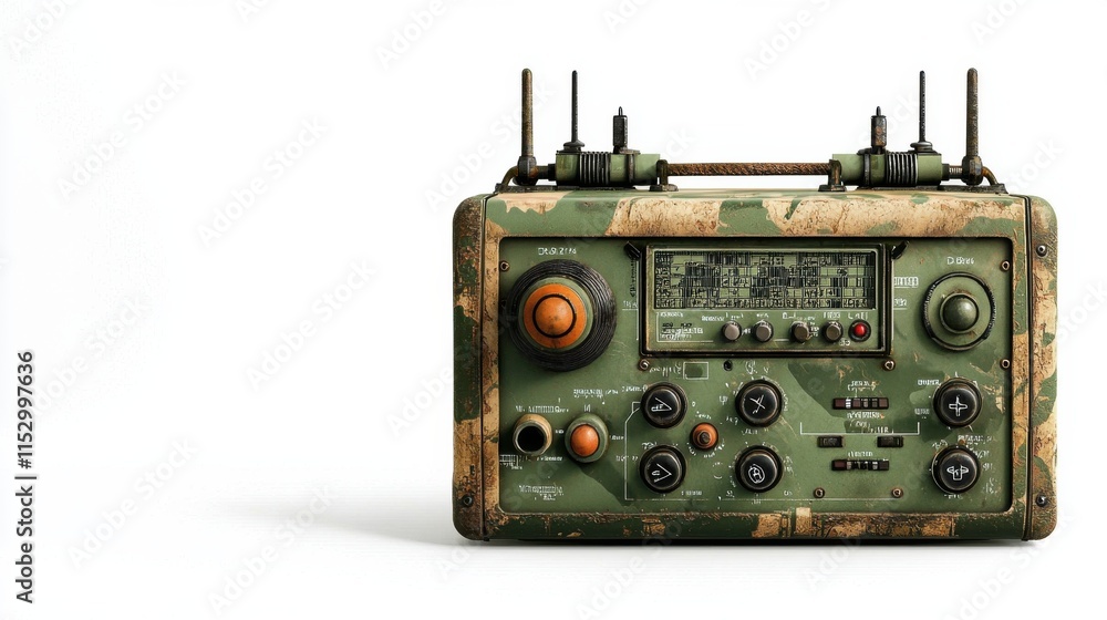 Fototapeta premium Vintage Military Radio Communication Receiver and Transmitter Device