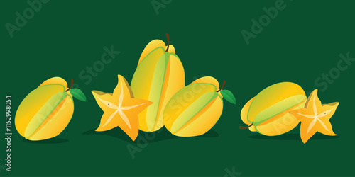 Vector Illustration of Starfruit for Design and Health