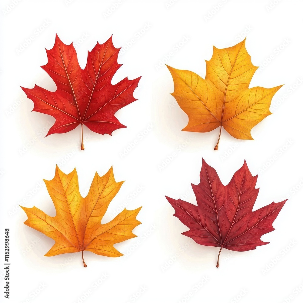 Colorful autumn leaves displaying vibrant red and yellow hues, an ideal seasonal decoration. Colorful autumn leaves displaying vibrant red and yellow hues, an ideal seasonal decoration.
