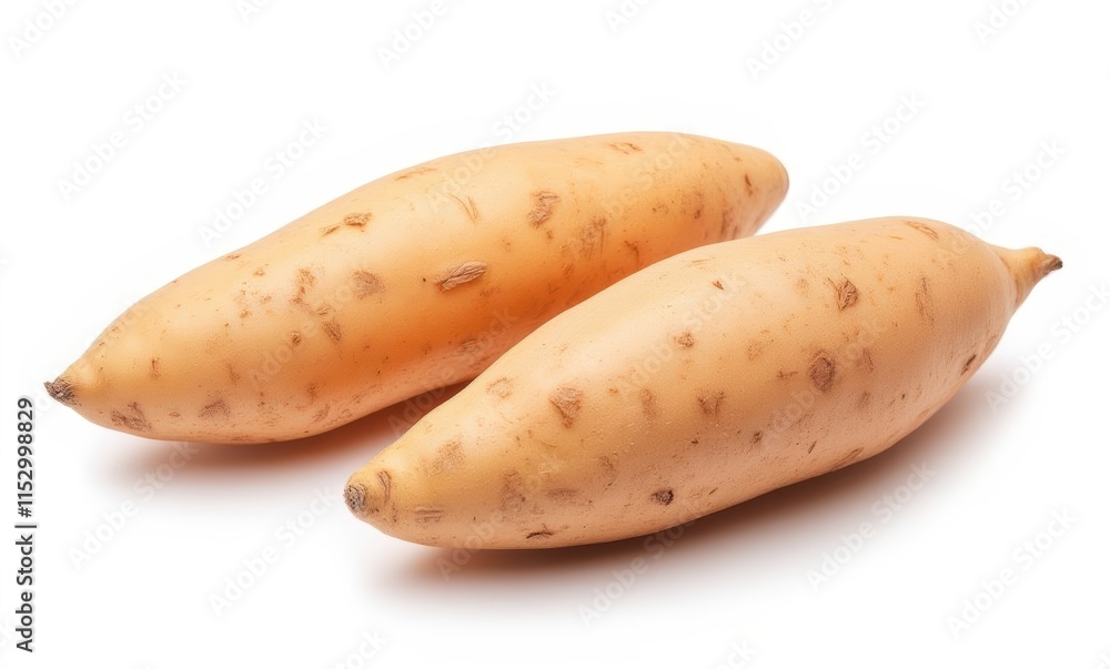 Two fresh sweet potatoes on white background Two fresh sweet potatoes on white background