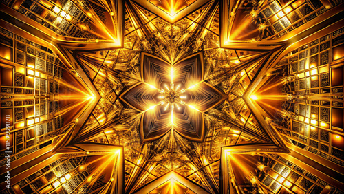 stunning golden symmetry creates harmonious hues in this perfectly crafted silhouette photography. intricate design captivates with its radiant glow and artistic flair