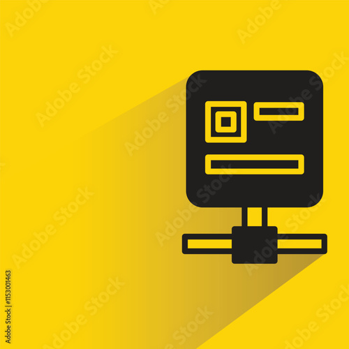 internet router icon with shadow on yellow background