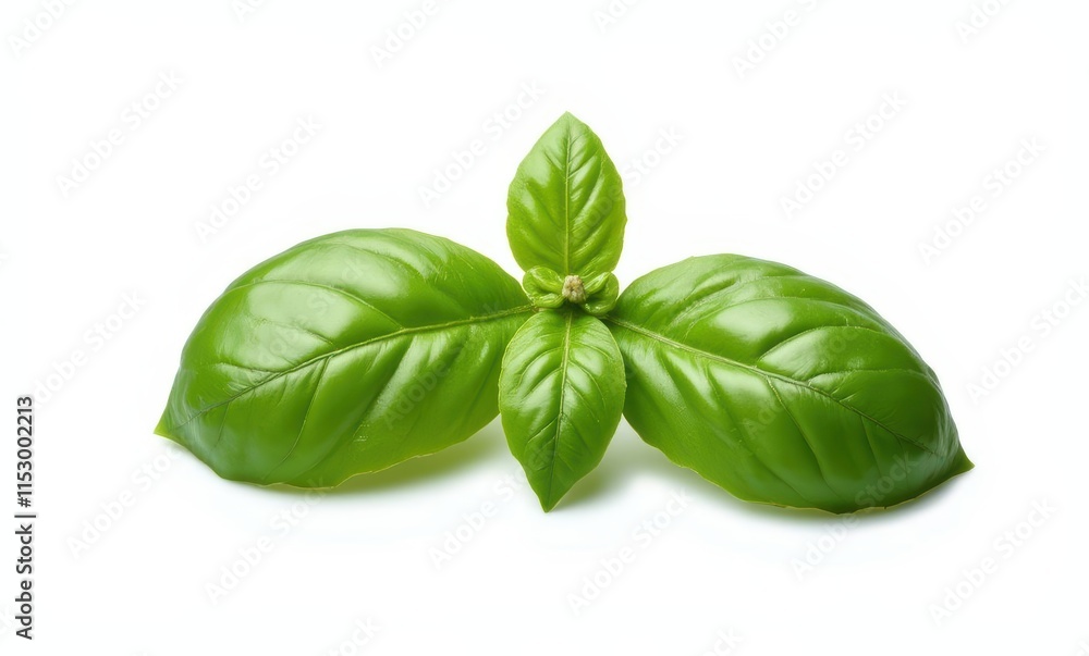Fresh green basil leaves on white background Fresh green basil leaves on white background