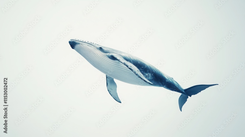 Obraz premium Majestic Humpback Whale Swimming Gracefully in Clear Ocean Waters