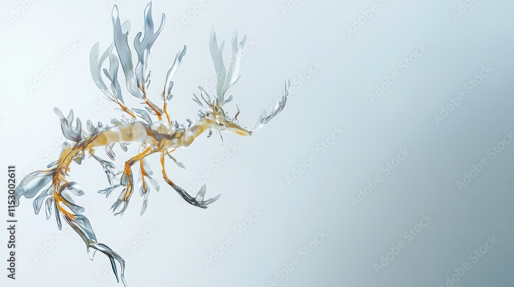 Exquisite Illustration of Sea Dragon Surrounded by Seaweeds Exquisite Illustration of Sea Dragon Surrounded by Seaweeds