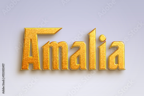 Gold text effect of Spanish name Amalia on light-blue background. photo