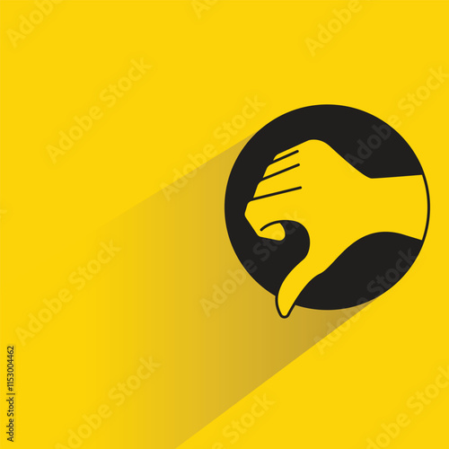 thumb down icon with shadow on yellow background