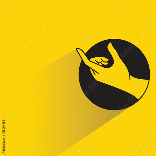 hand touching gesture icon with shadow on yellow background