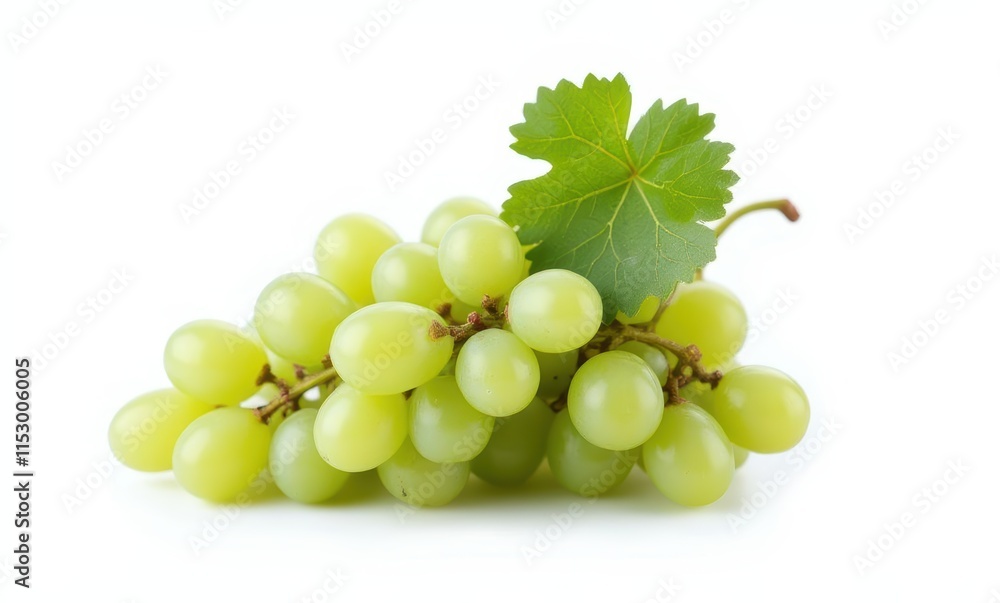 Fresh green grapes with a leaf Fresh green grapes with a leaf