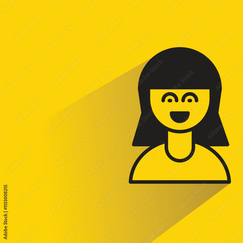 girl student with shadow on yellow background girl student with shadow on yellow background