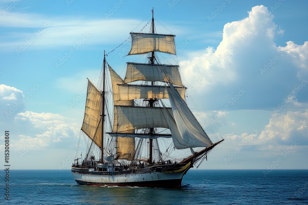 A majestic sailing ship navigating the ocean waters. A majestic sailing ship navigating the ocean waters.