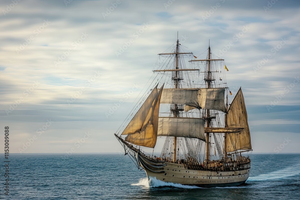 A majestic sailing ship navigating the open sea. A majestic sailing ship navigating the open sea.