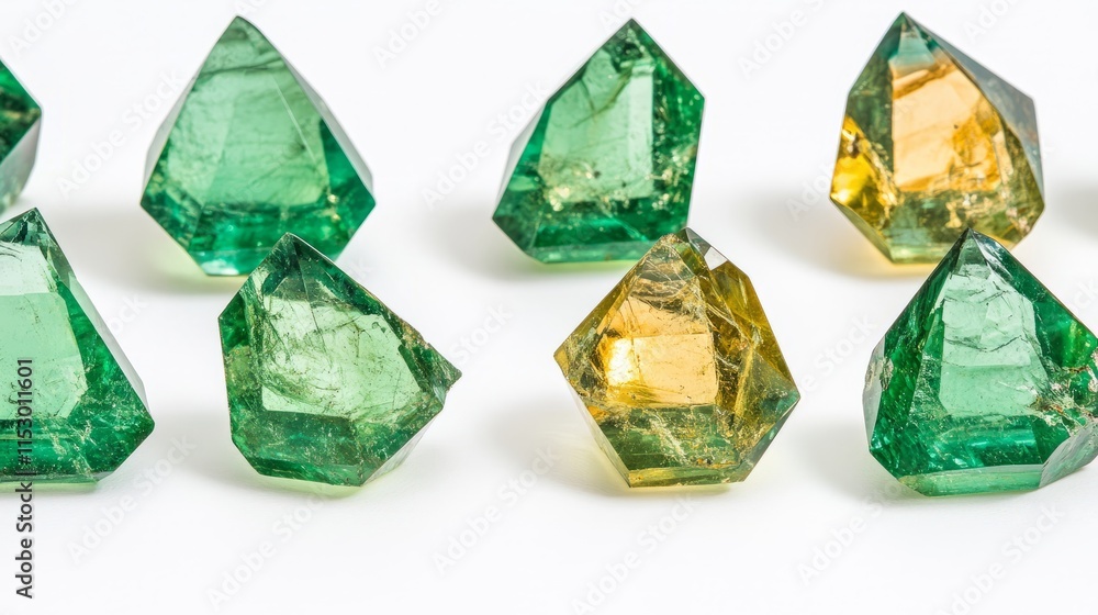 Sparkling Gemstones A Collection of Green and Yellow Crystals Sparkling Gemstones A Collection of Green and Yellow Crystals