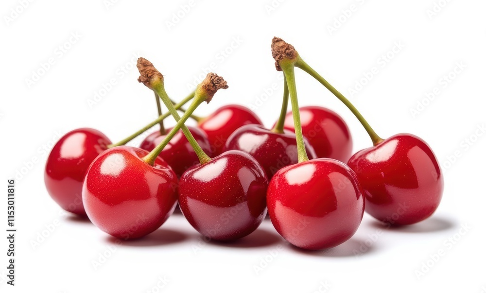Fresh, vibrant red cherries on display Fresh, vibrant red cherries on display