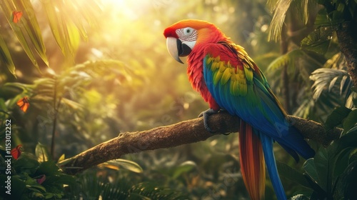 Wallpaper Mural Scarlet Macaw in Tropical Paradise: A Vibrant Jewel of the Rainforest Torontodigital.ca