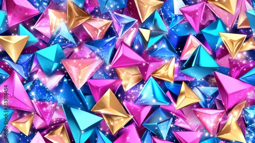 Sparkling Triangular Gems Abstract Background