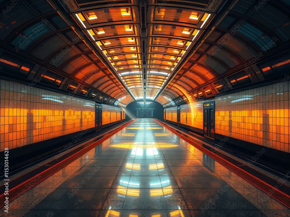 Hidden subway station, beneath city's heart. Hidden subway station, beneath city's heart.