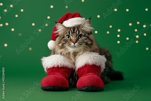 Festive Cat in Christmas Attire