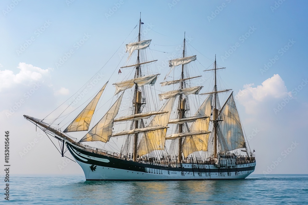 A majestic tall ship sailing on calm waters. A majestic tall ship sailing on calm waters.
