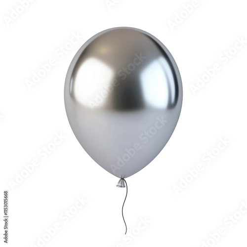 3d rendering icon silver balloon illustration PNG. cartoon minimal style on transparent isolated background.