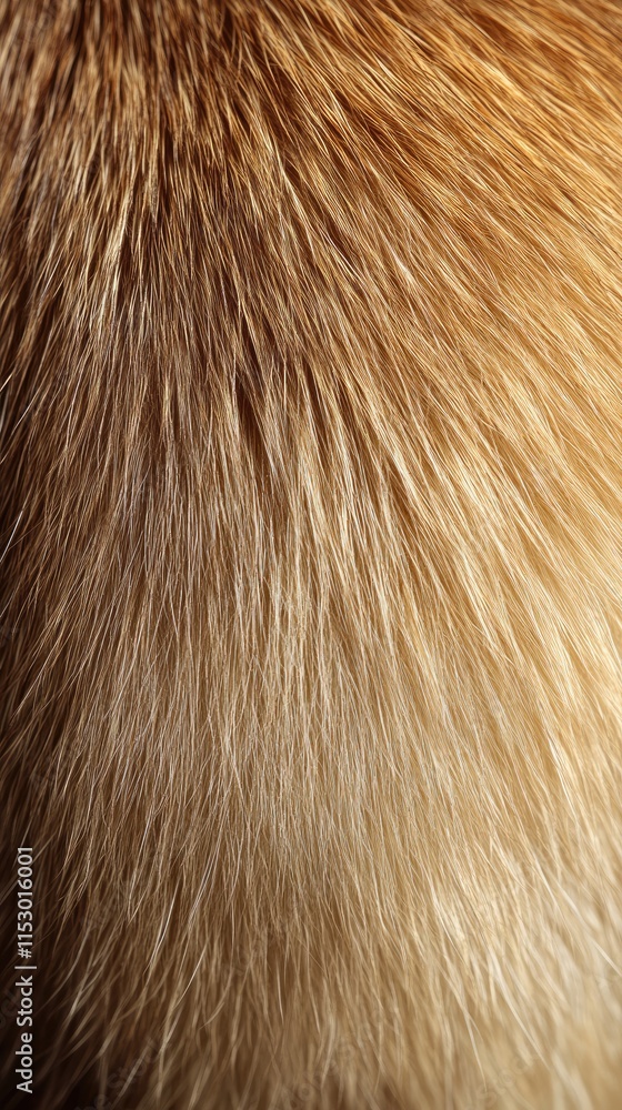 Fototapeta premium Close-up of soft, golden fur texture, showcasing natural patterns and colors.