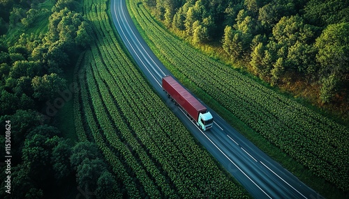 Green logistics and sustainable transport network, clean energypowered vehicles, global travel by car, truck, ship, and airplane, achieving net zero emissions photo