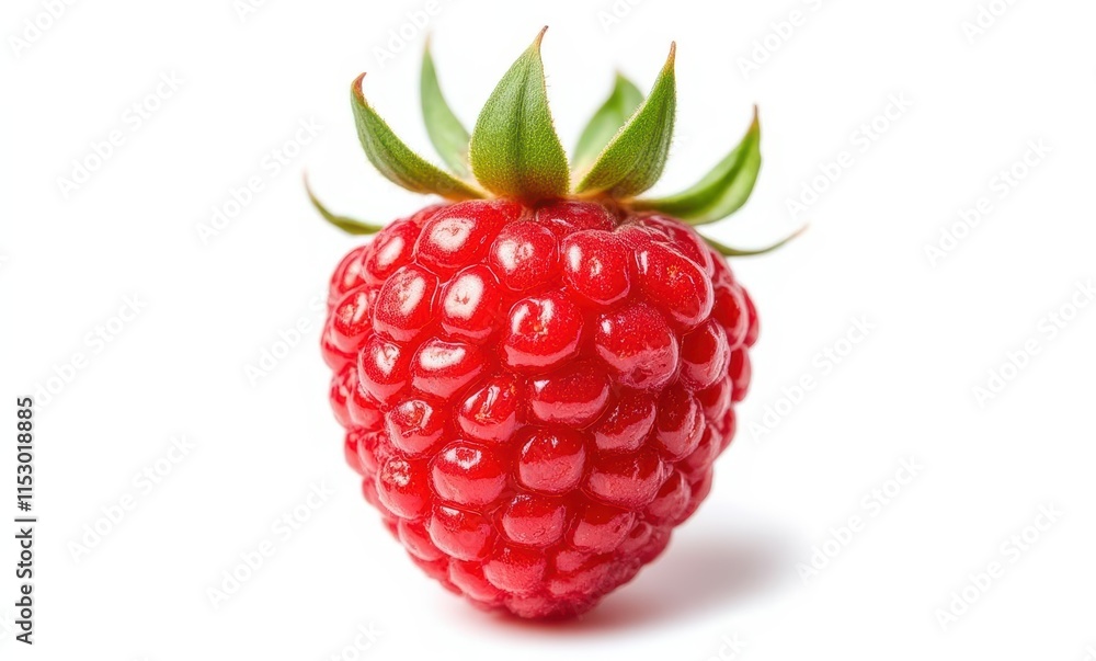Fresh red raspberry with green leaves Fresh red raspberry with green leaves