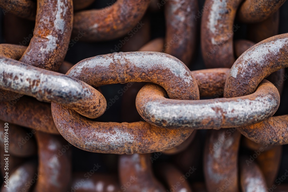 Intricate closeup of rusted steel chains intertwined in an industrial setting capturing the essence of time and decay macro shot urban environment Intricate closeup of rusted steel chains intertwined in an industrial setting capturing the essence of time and decay macro shot urban environment
