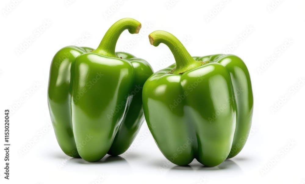Fresh green bell peppers on white background Fresh green bell peppers on white background