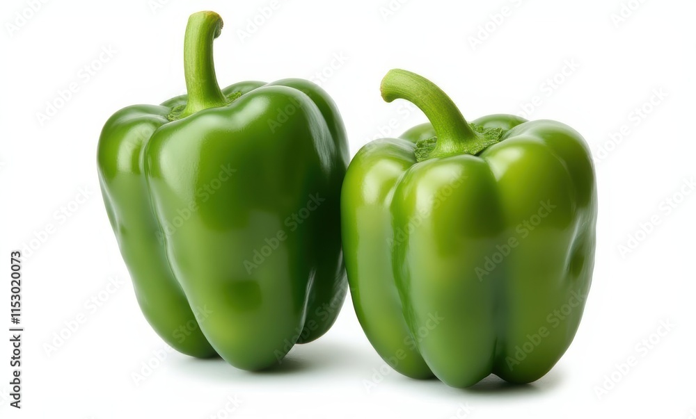 Fresh green bell peppers on white background Fresh green bell peppers on white background